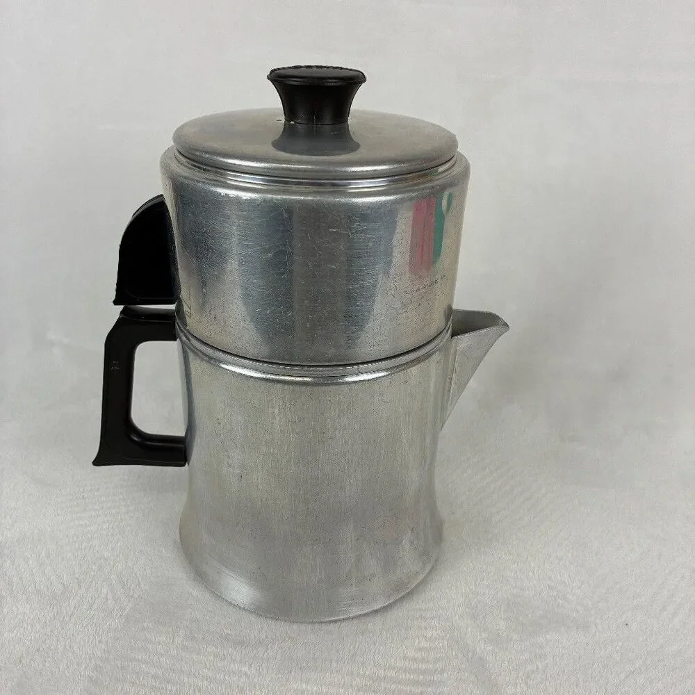 Vintage Mirro Aluminum 8 Cup Drip Coffee Maker Pot USA Camping Percolator Retro